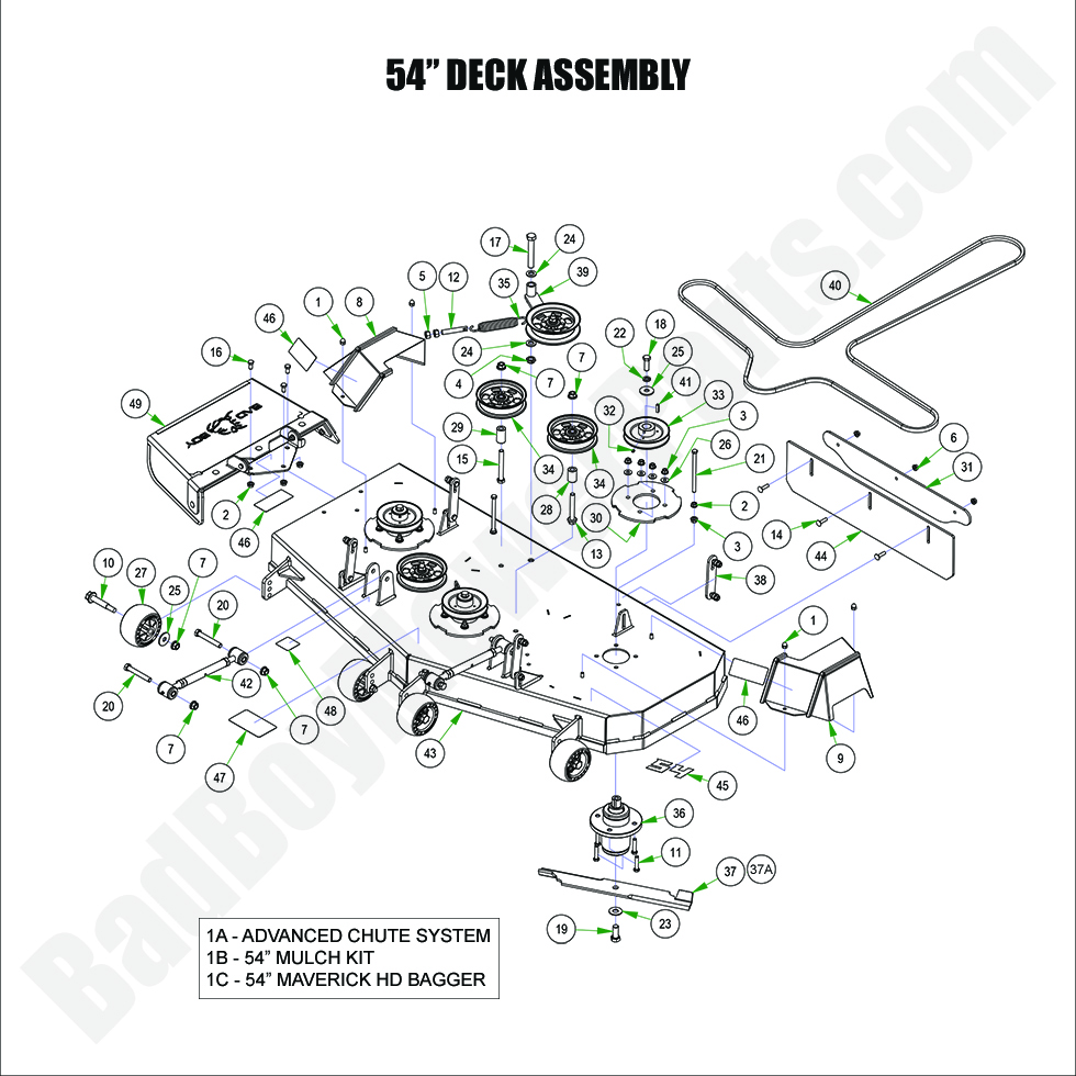 3359 - Bad Boy Mower Parts Lookup > 2024 > Maverick HD > 54\" Deck Assembly